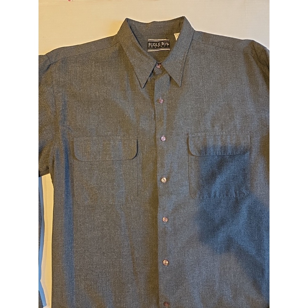 Bugle Boy Mens Gray Fleece Long Sleeve Button Down Size Large